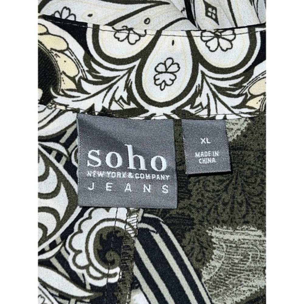 SOHO New York‎ Company Jeans Womens Wrap Style Blouse Kimono Sleeve Print XL Top - Picture 7 of 9